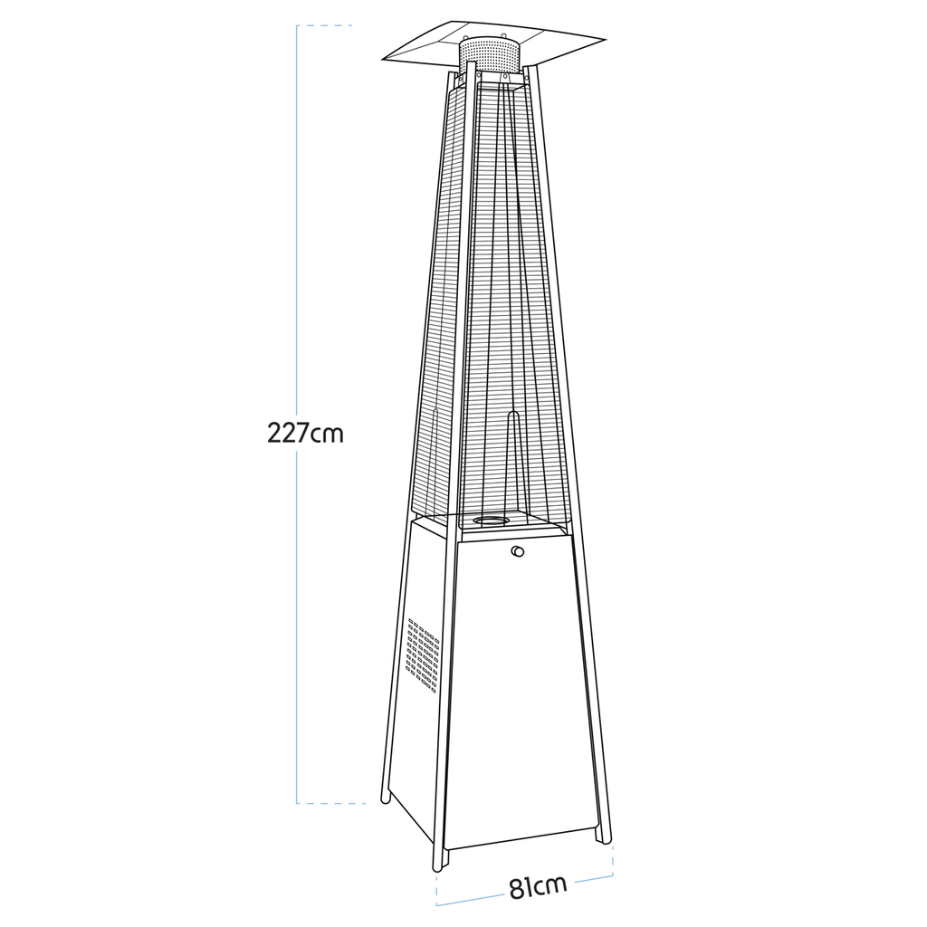 Dellonda Pyramid Gas Patio Heater 13kW, Black (DG98) (Factory Refurbished A)