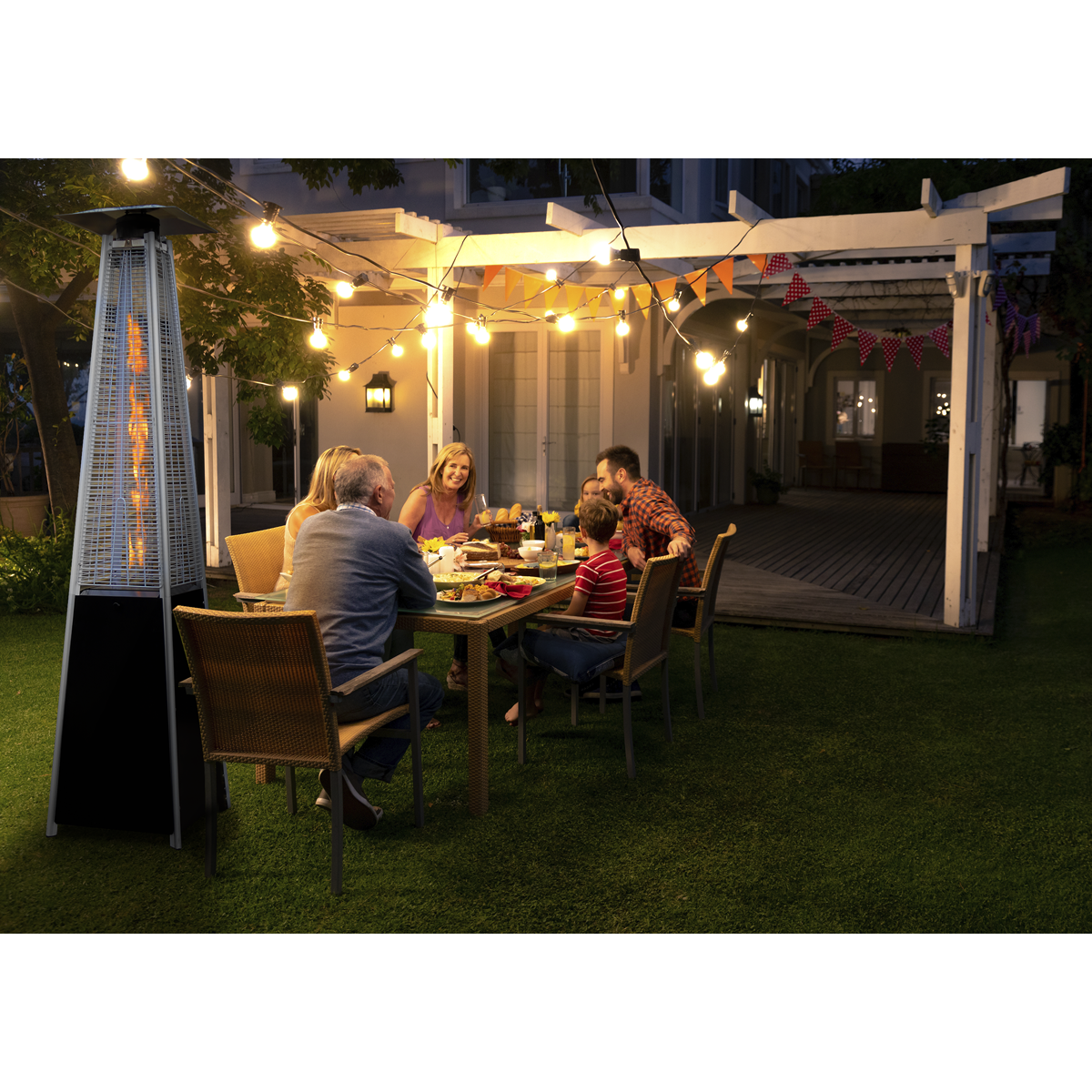 Dellonda Pyramid Gas Patio Heater 13kW, Black (DG98) (Factory Refurbished B)