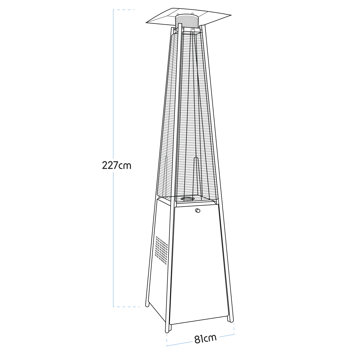 Dellonda Pyramid Gas Patio Heater 13kW, Stainless Steel (DG99)
