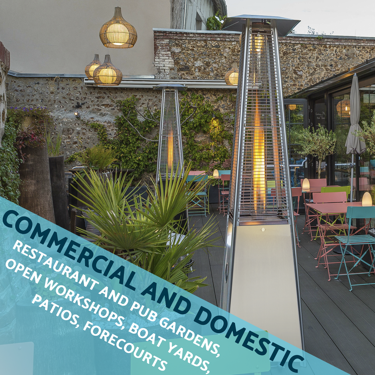 Dellonda Pyramid Gas Patio Heater 13kW, Stainless Steel (DG99)