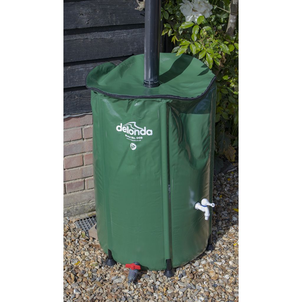 Dellonda Collapsible PVC Garden Water Butt with Lid & Drain Tap, 250L (DG9)