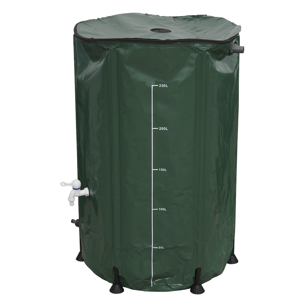 Dellonda Collapsible PVC Garden Water Butt with Lid & Drain Tap, 250L (DG9)