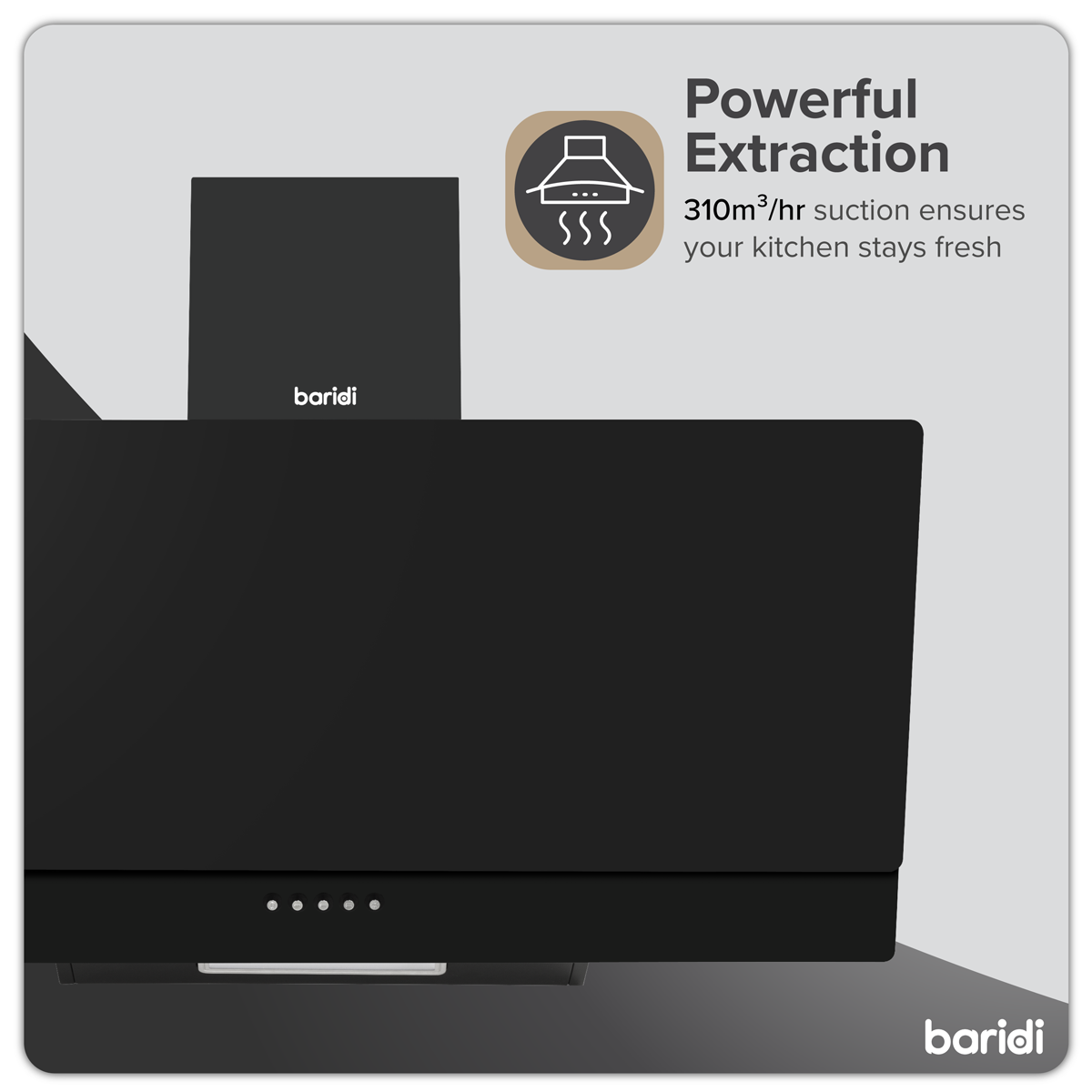 Baridi Angled Chimney Cooker Hood with Filters 90cm, Black (DH106) (Factory Refurbished B)