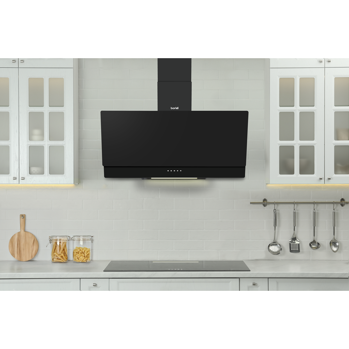 Baridi Angled Chimney Cooker Hood with Filters 90cm, Black (DH106) (Factory Refurbished B)