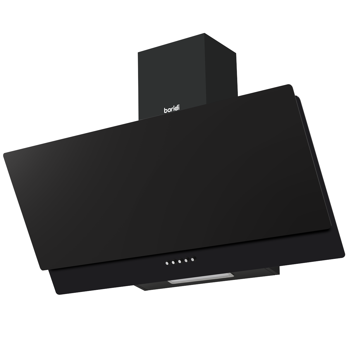 Baridi Angled Chimney Cooker Hood with Carbon Filters & LED Lamp 90cm, Energy Class A - Black Glass