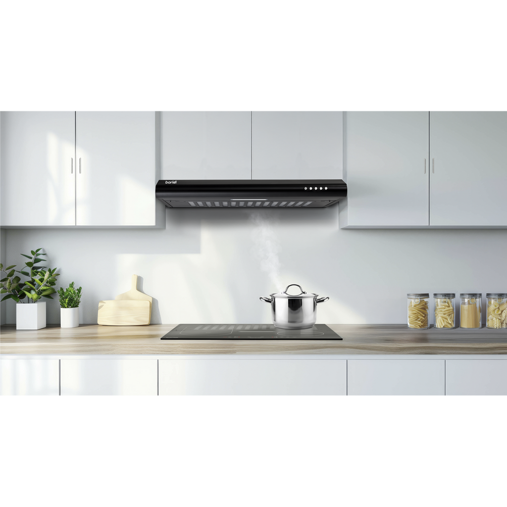 Baridi Visor Cooker Hood Extractor Fan 60cm, Black (DH107)