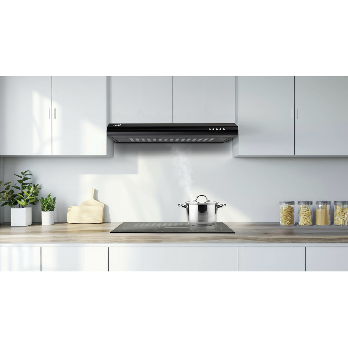 Baridi Visor Cooker Hood Extractor Fan 60cm, Black (DH107)