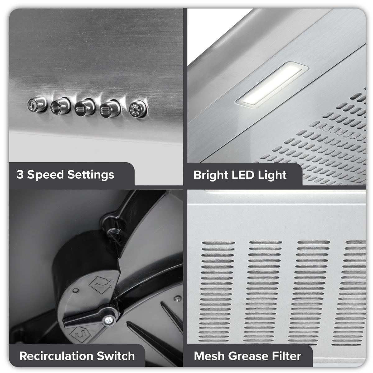 Baridi Visor Cooker Hood Extractor Fan 60cm, Stainless Steel (DH108) (Factory Refurbished B)