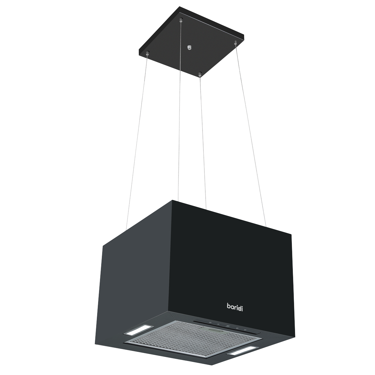 Baridi Square Island Cooker Hood with Filter 40cm, Black (DH109)