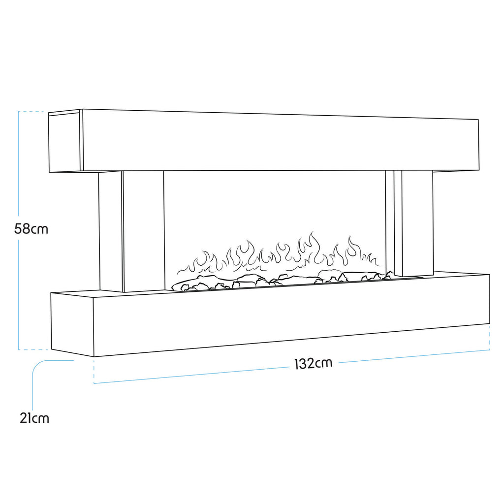 Baridi Electric Fireplace 52", Wall Mounted, LED Flame Effects, Grey (DH112)