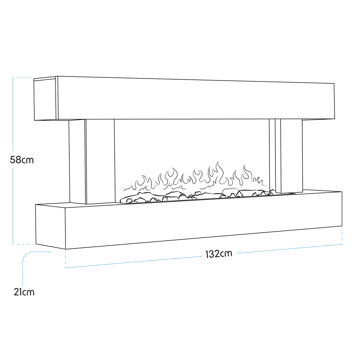 Baridi Electric Fireplace 52", Wall Mounted, LED Flame Effects, Grey (DH112)