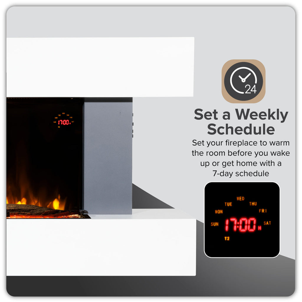 Baridi Electric Fireplace 52", Wall Mounted, LED Flame Effects, Grey (DH112)