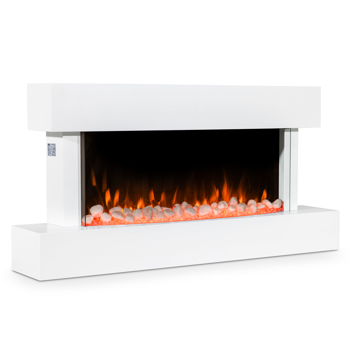 Baridi Electric Fireplace 46", Wall Mounted, LED Flame Effects, White (DH113)