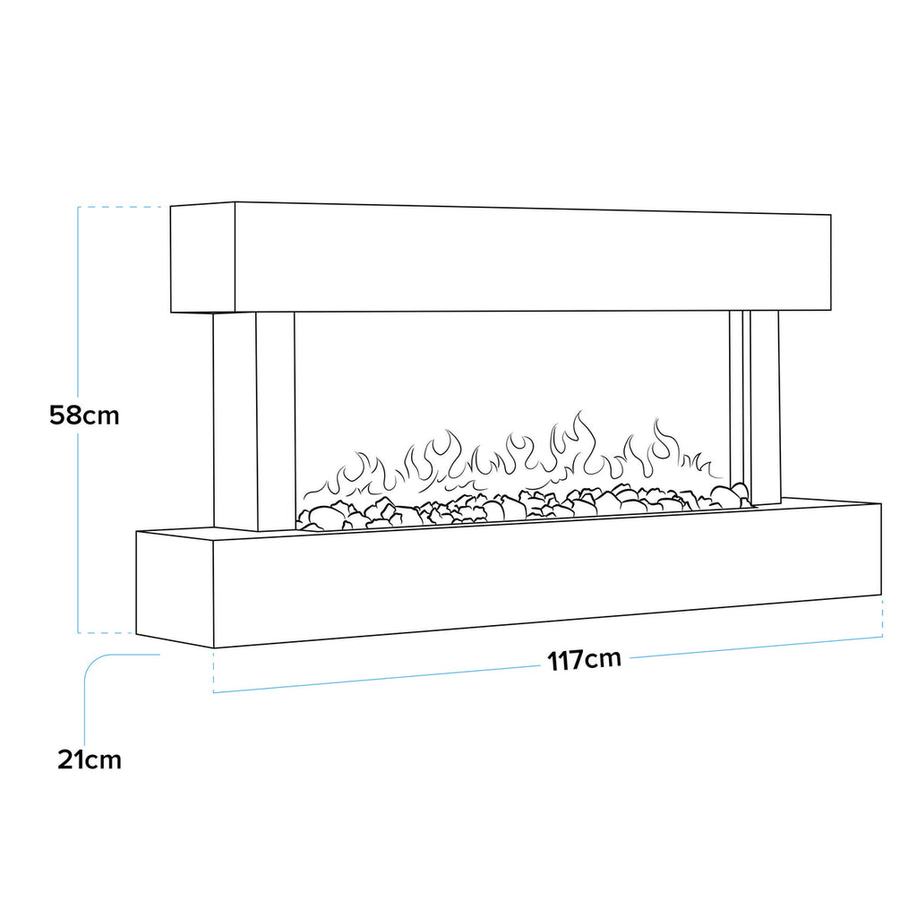 Baridi Electric Fireplace 46", Wall Mounted, LED Flame Effects, White (DH113)
