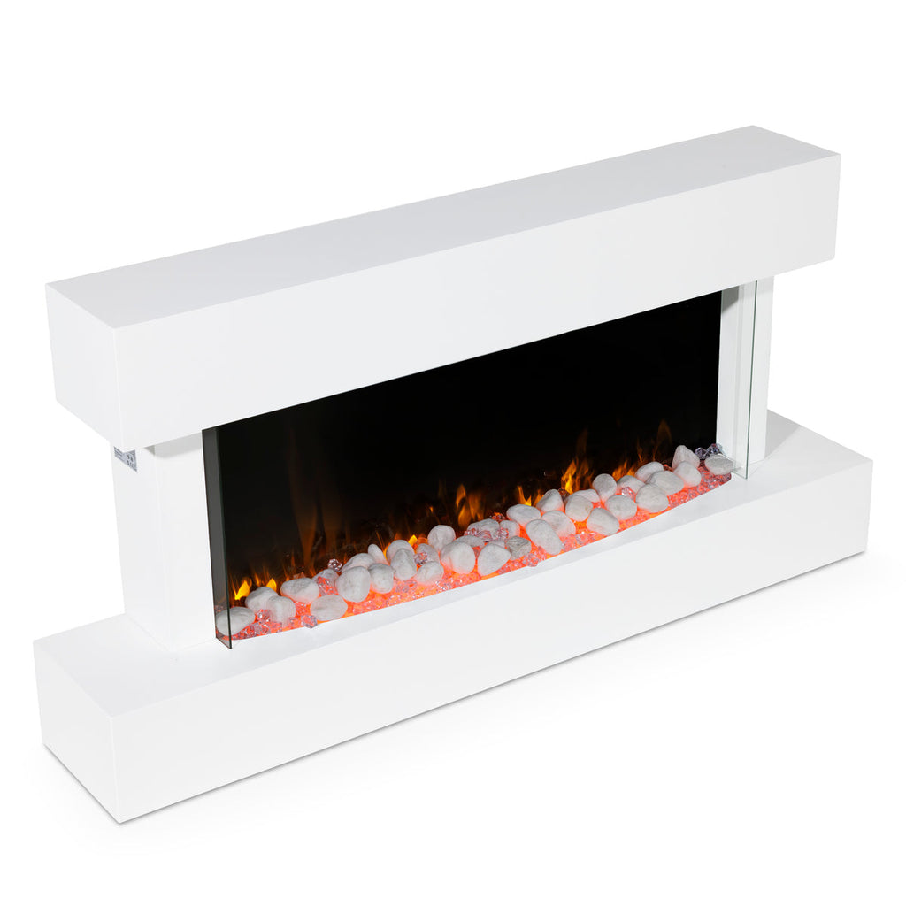 Baridi Electric Fireplace 46", Wall Mounted, LED Flame Effects, White (DH113)