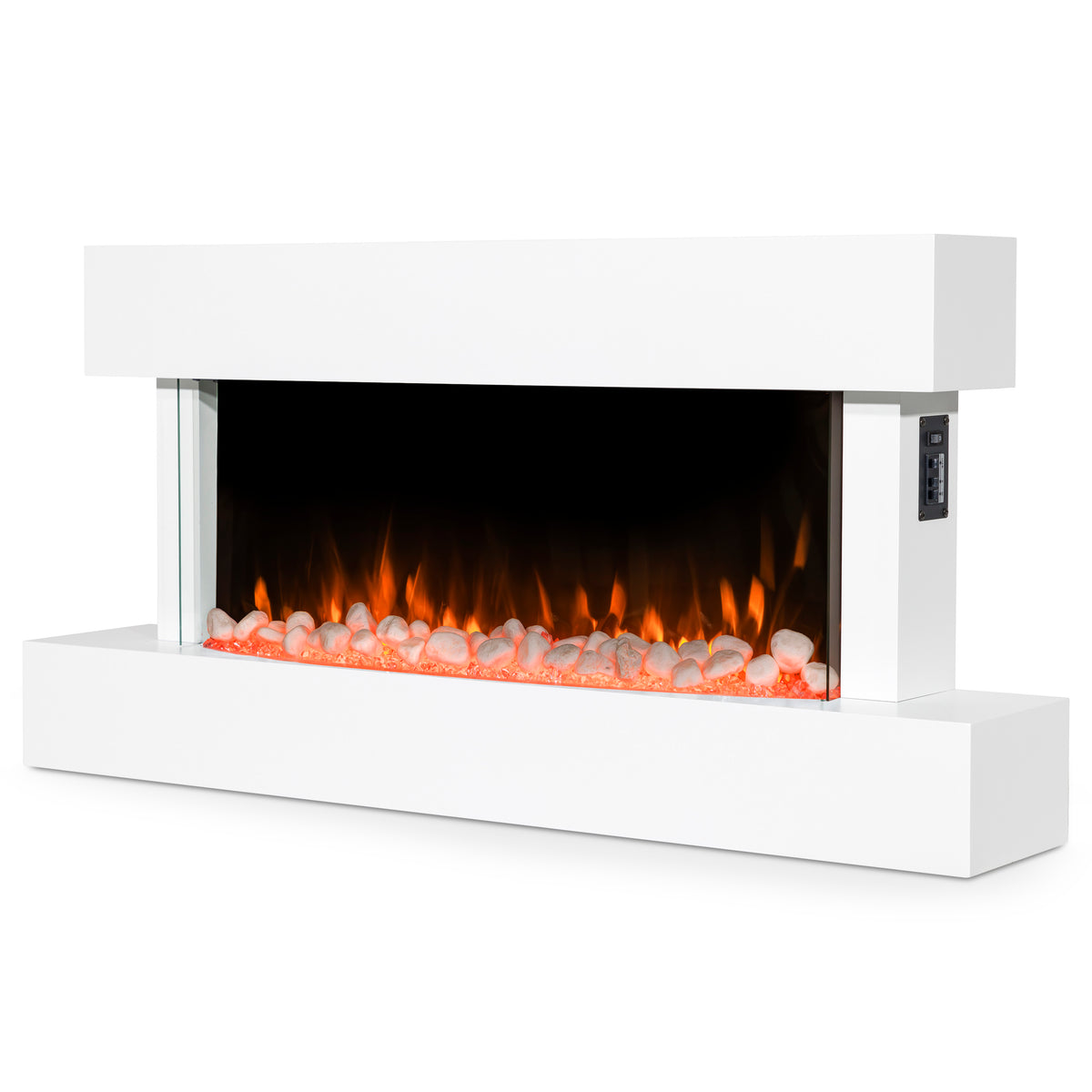 Baridi Electric Fireplace 46", Wall Mounted, LED Flame Effects, White (DH113)