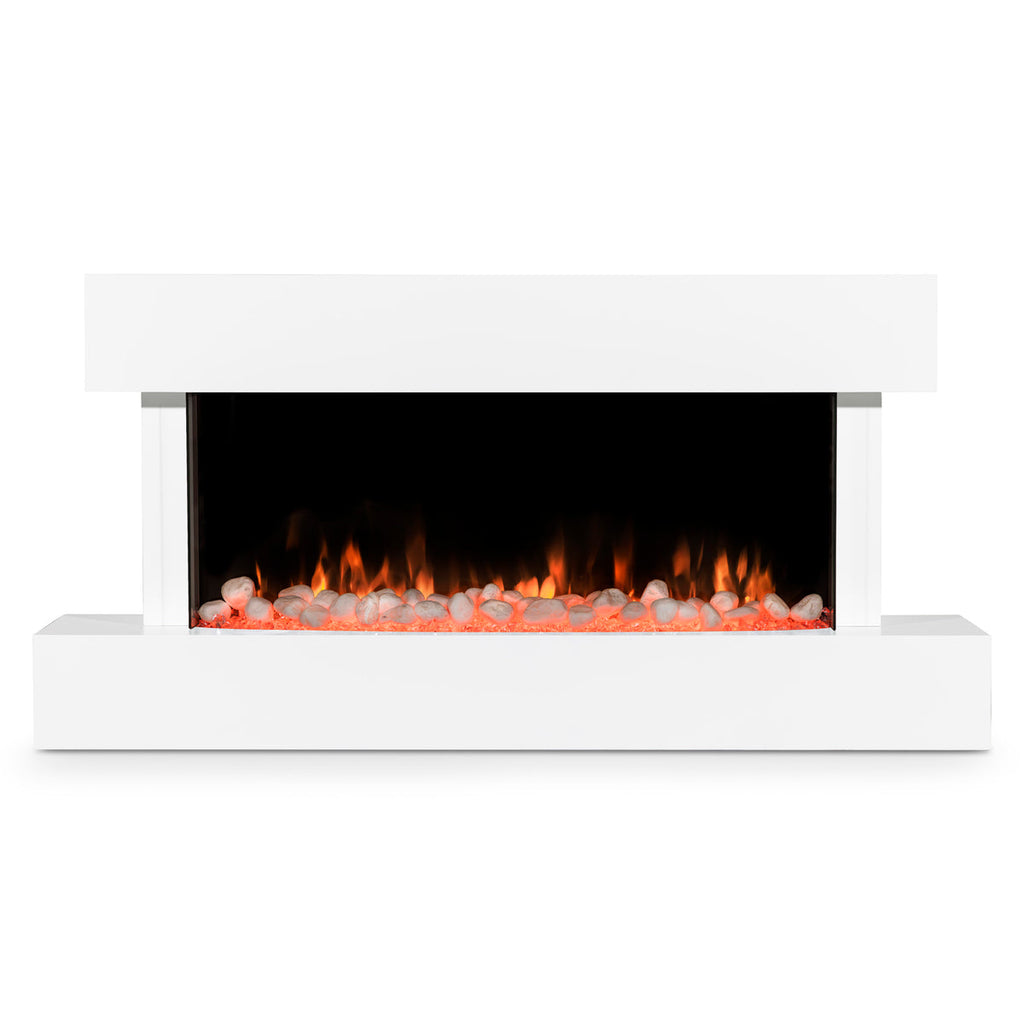 Baridi Electric Fireplace 46", Wall Mounted, LED Flame Effects, White (DH113)