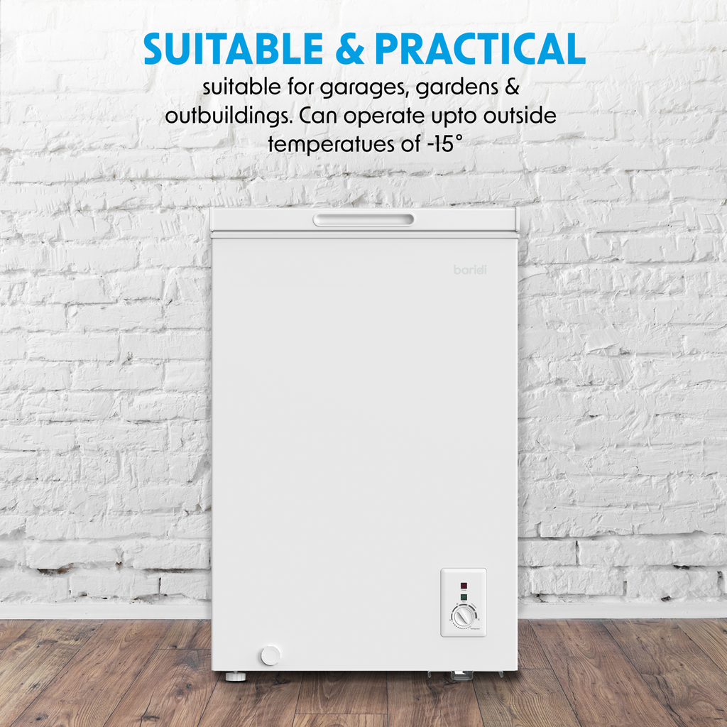 Baridi Freestanding Chest Freezer, 99L Capacity, White (DH116) (Factory Refurbished B)