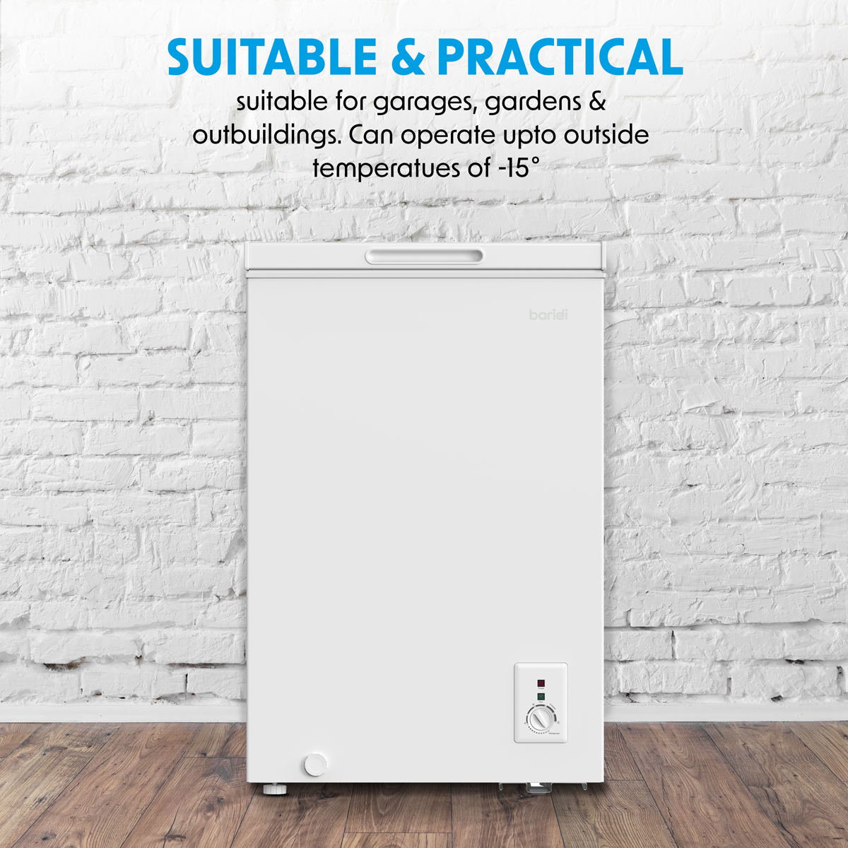 Baridi Freestanding Chest Freezer, 99L Capacity, White (DH116) (Factory Refurbished B)