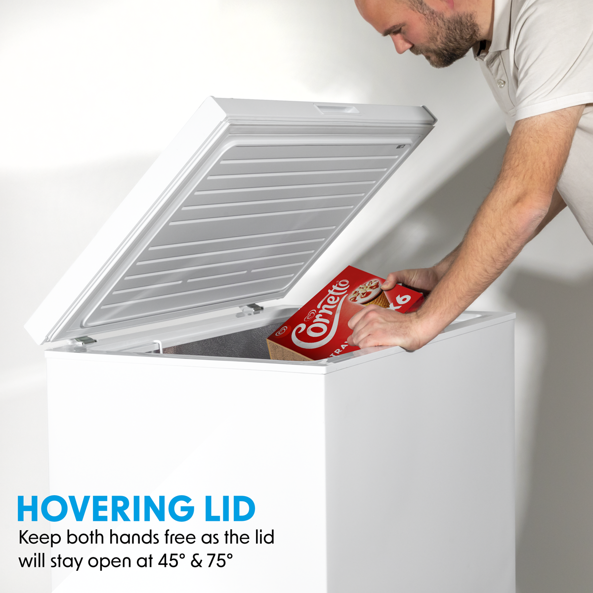 Baridi Freestanding Chest Freezer, 99L Capacity, White (DH116) (Factory Refurbished B)