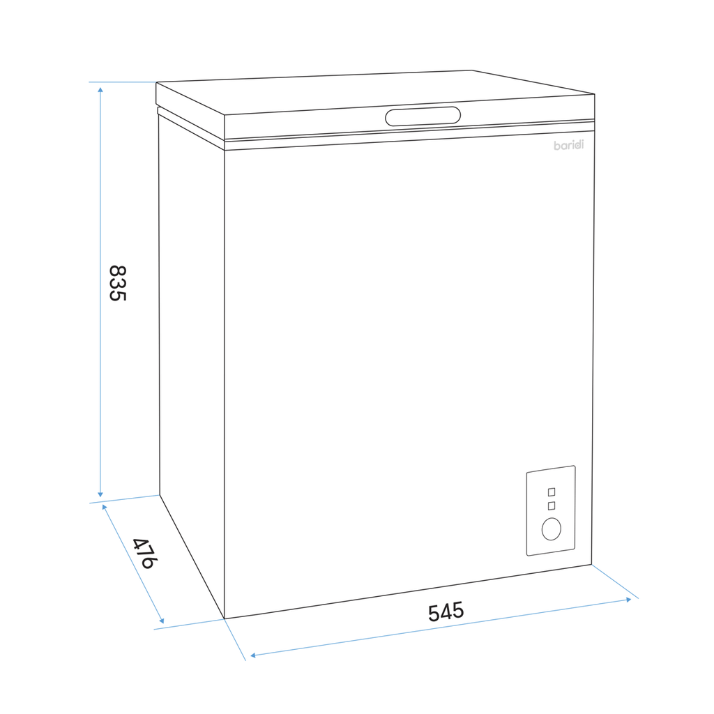 Baridi Freestanding Chest Freezer, 99L Capacity, White (DH116) (Factory Refurbished B)