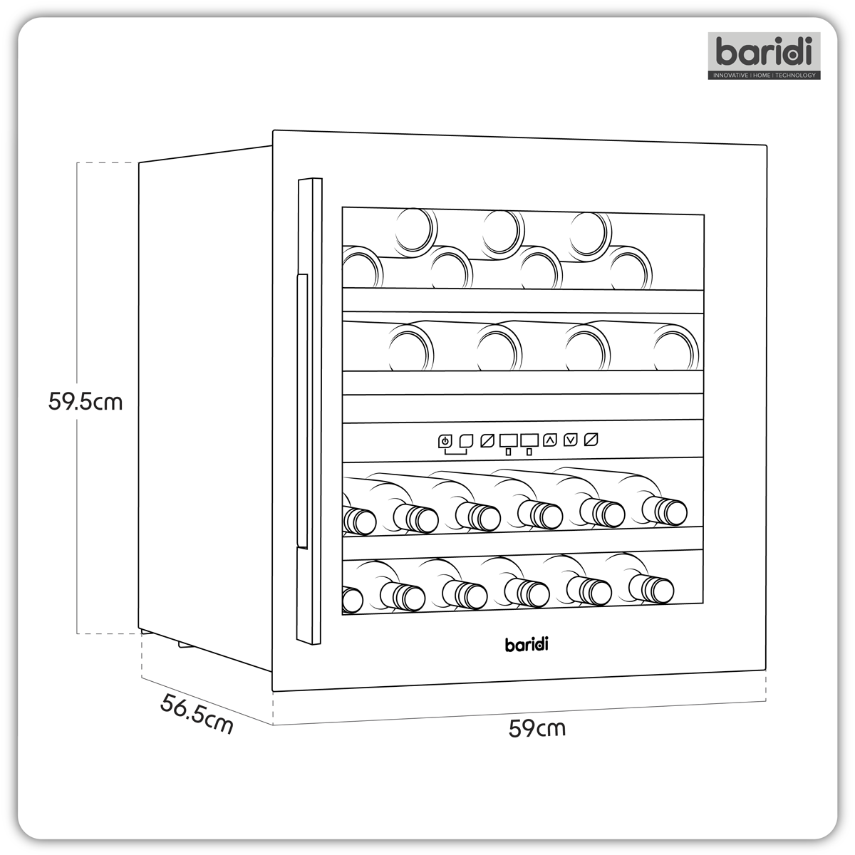 Baridi Built-In Dual Zone Wine Cooler Fridge, 36 Bottle, Black (DH117) (Factory Refurbished B)