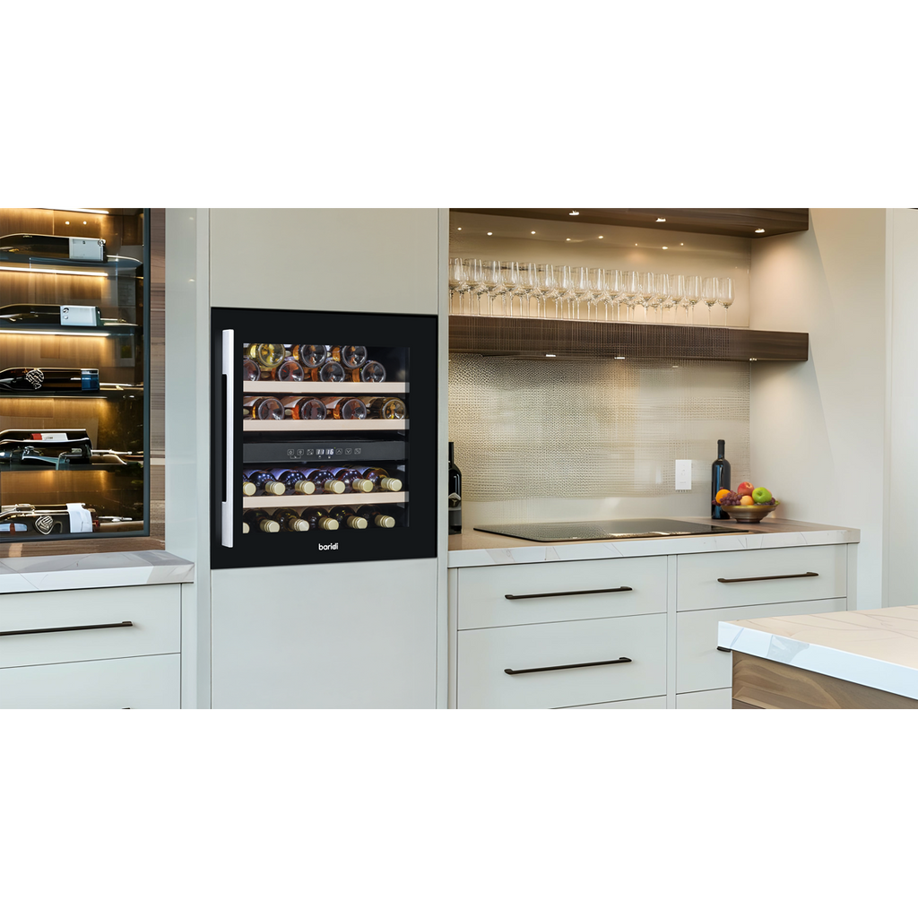 Baridi Built-In Dual Zone Wine Cooler Fridge, 36 Bottle, Black (DH117) (Factory Refurbished B)