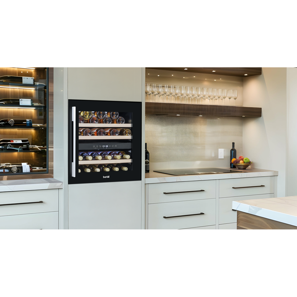 Baridi Built-In Dual Zone Wine Cooler Fridge, 36 Bottle, Black (DH117) (Factory Refurbished B)