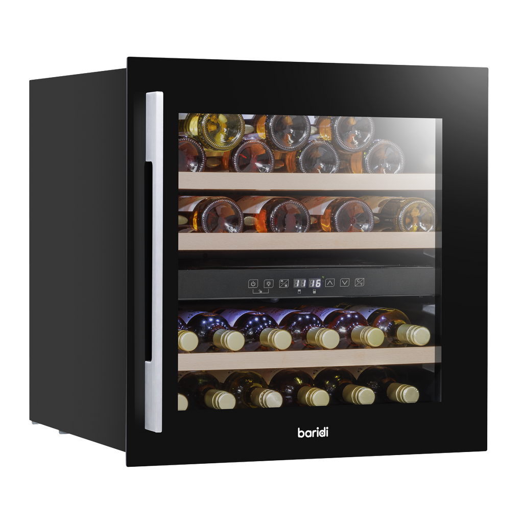 Baridi Built-In Dual Zone Wine Cooler Fridge, 36 Bottle, Black (DH117) (Factory Refurbished B)