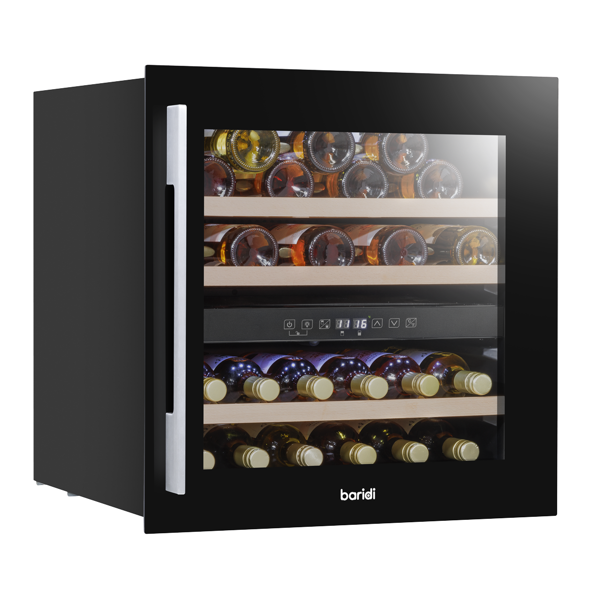 Baridi Built-In Dual Zone Wine Cooler Fridge, 36 Bottle, Black (DH117) (Factory Refurbished B)