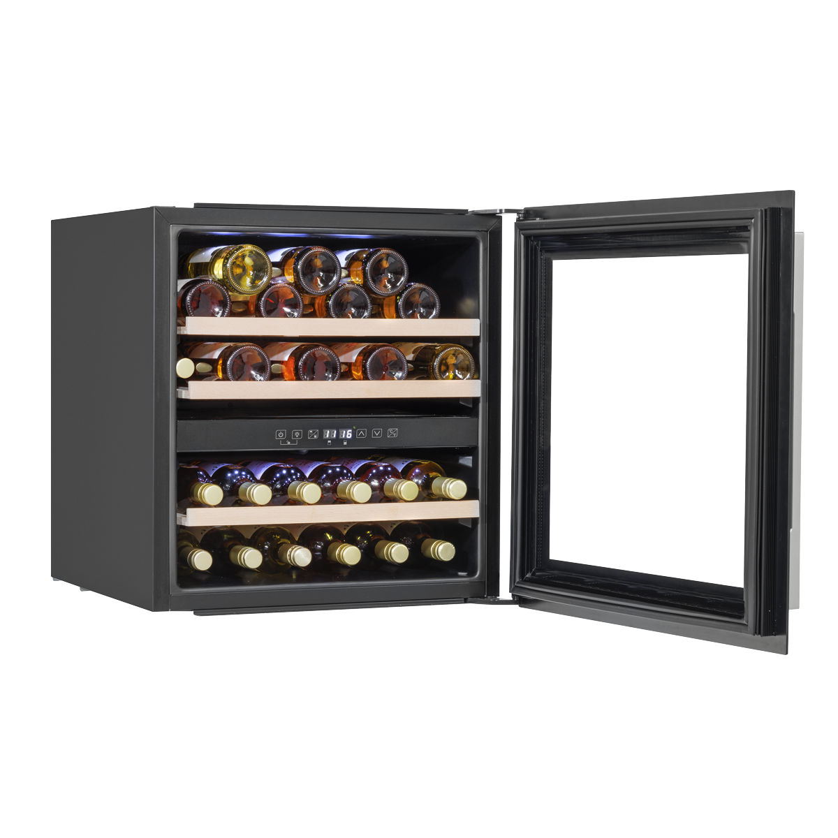 Baridi Built-In Dual Zone Wine Cooler Fridge, 36 Bottle, Black (DH117) (Factory Refurbished B)