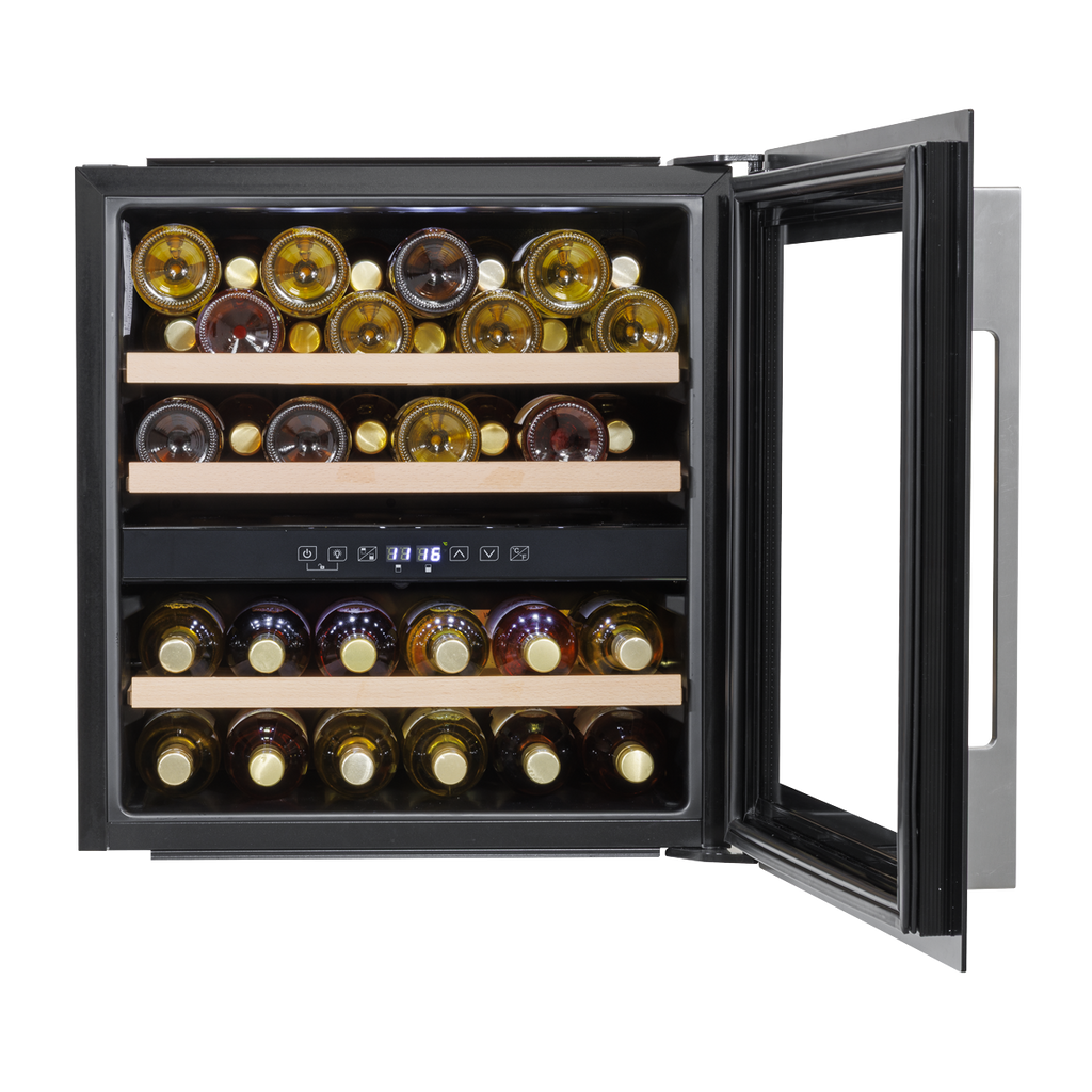 Baridi Built-In Dual Zone Wine Cooler Fridge, 36 Bottle, Black (DH117) (Factory Refurbished B)
