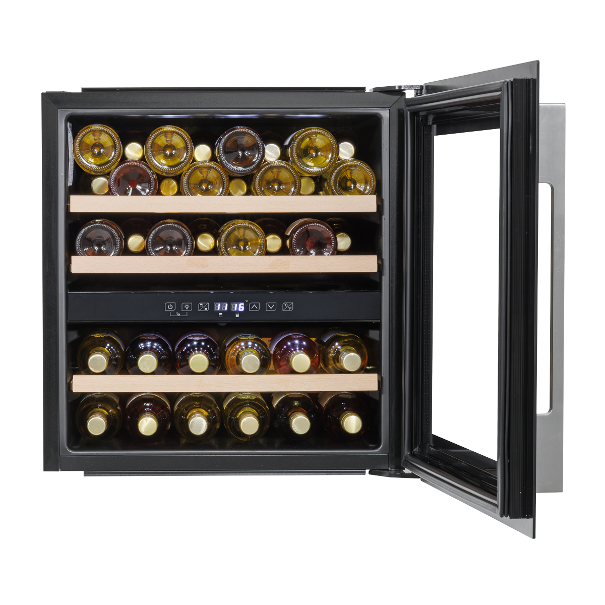 Baridi Built-In Dual Zone Wine Cooler Fridge, 36 Bottle, Black (DH117) (Factory Refurbished B)