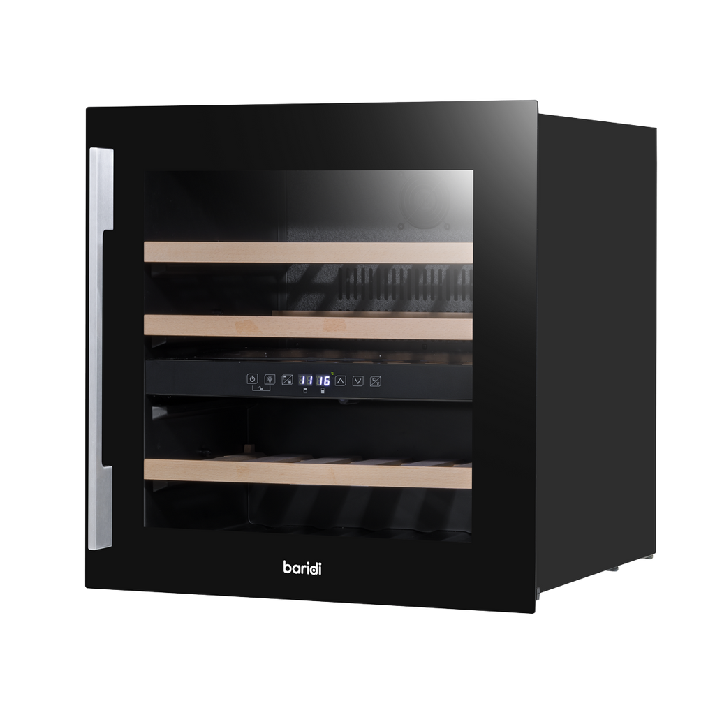 Baridi Built-In Dual Zone Wine Cooler Fridge, 36 Bottle, Black (DH117) (Factory Refurbished B)
