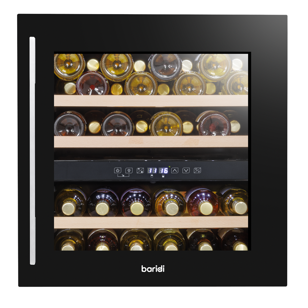 Baridi Built-In Dual Zone Wine Cooler Fridge, 36 Bottle, Black (DH117) (Factory Refurbished B)