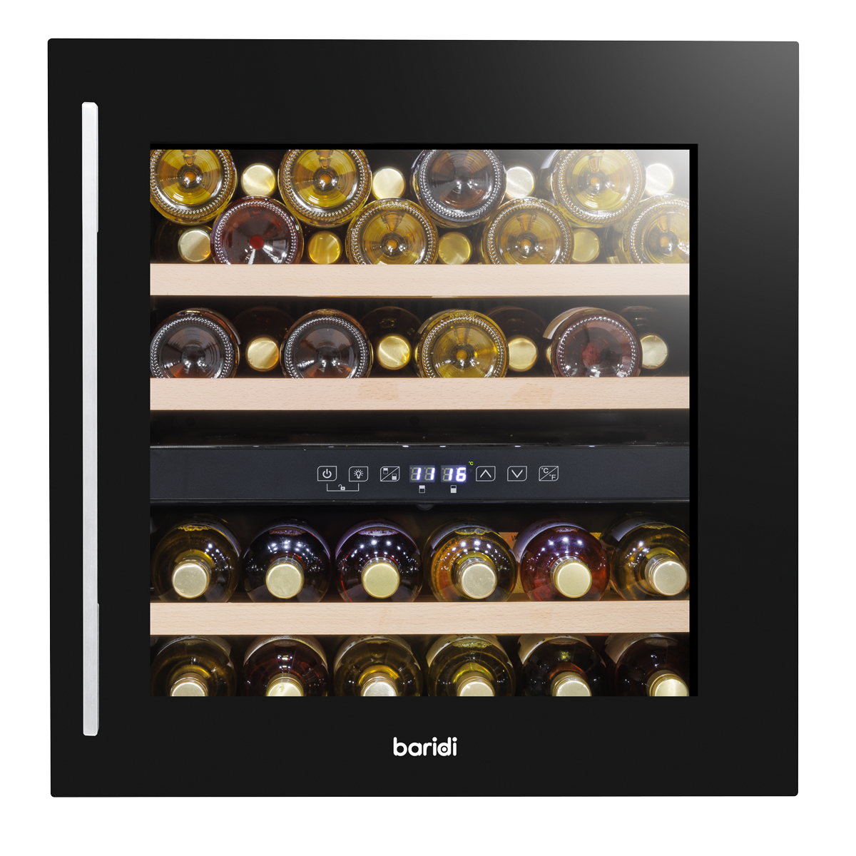 Baridi Built-In Dual Zone Wine Cooler Fridge, 36 Bottle, Black (DH117) (Factory Refurbished B)