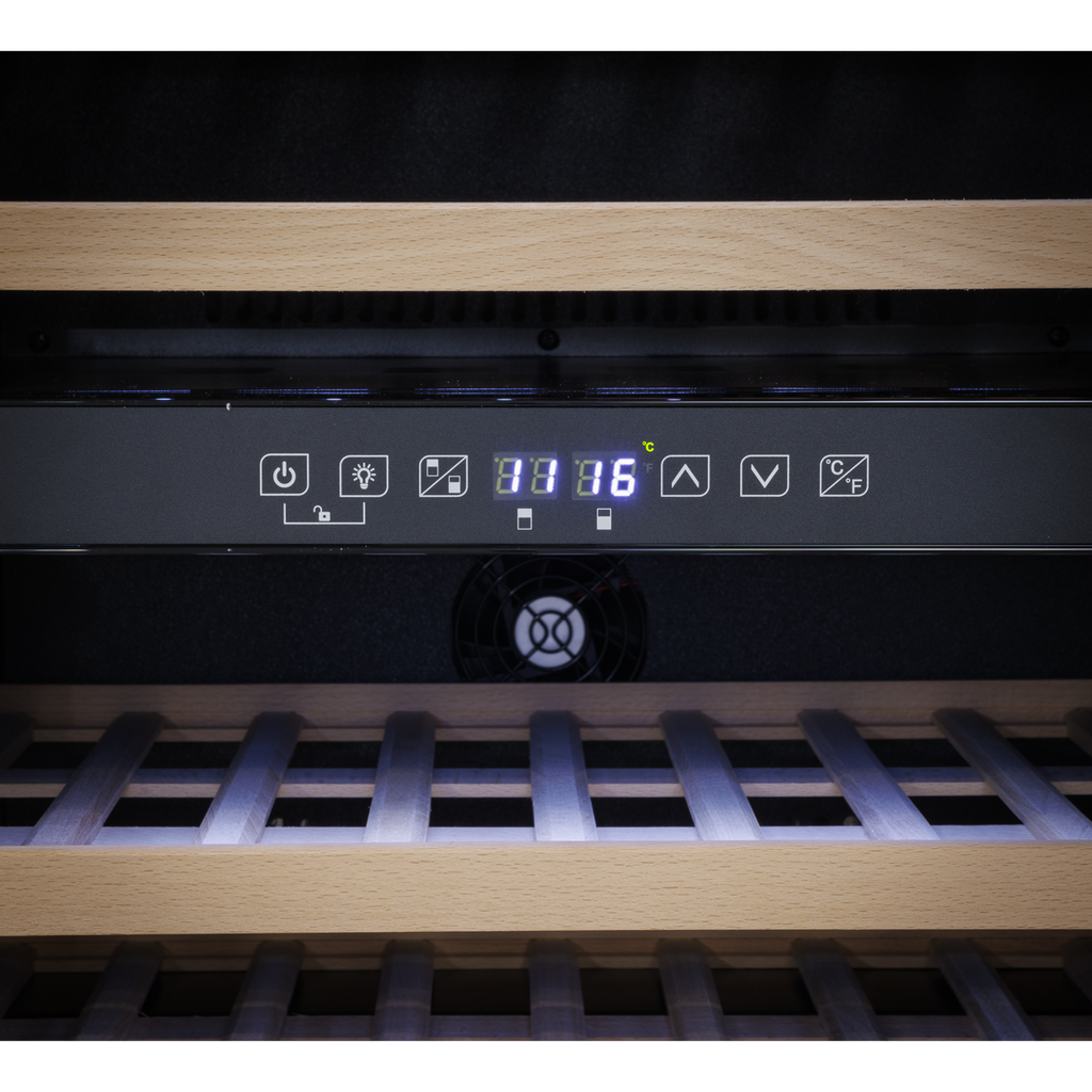 Baridi Built-In Dual Zone Wine Cooler Fridge, 57 Bottle, Black (DH118) (Factory Refurbished B)