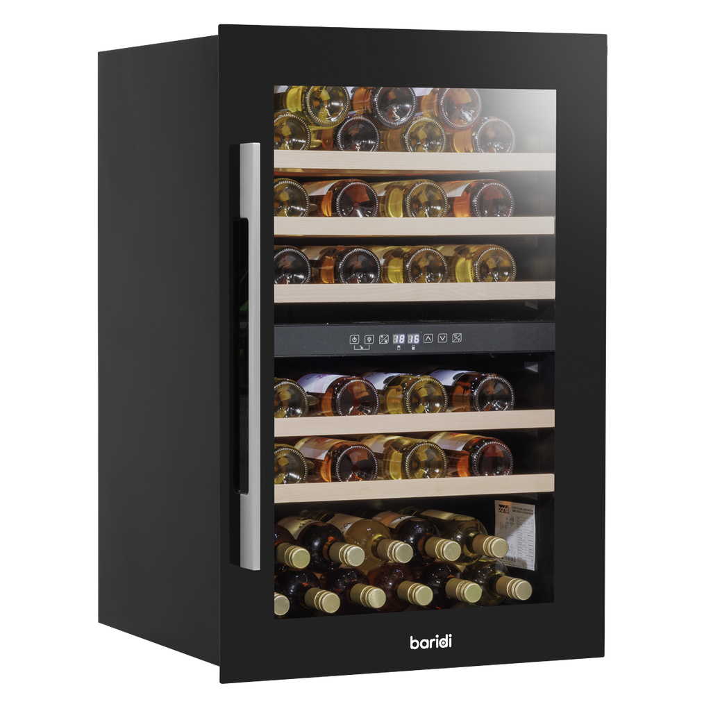 Baridi Built-In Dual Zone Wine Cooler Fridge, 57 Bottle, Black (DH118) (Factory Refurbished B)
