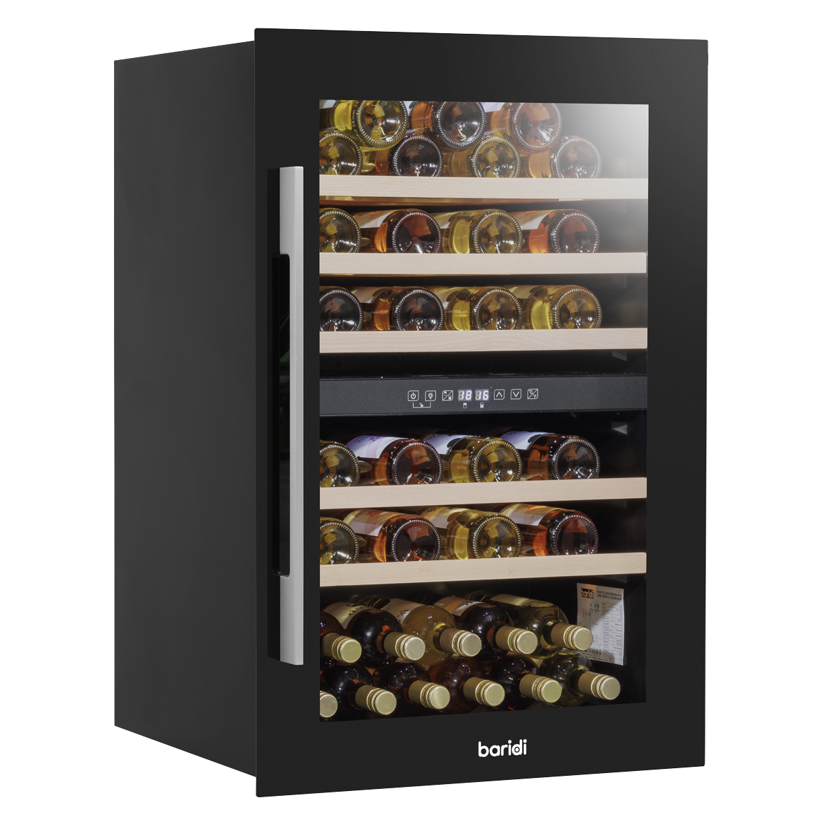 Baridi Built-In Dual Zone Wine Cooler Fridge, 57 Bottle, Black (DH118) (Factory Refurbished B)