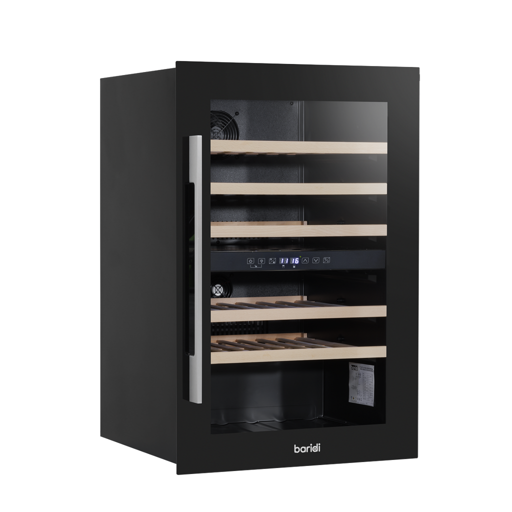 Baridi Built-In Dual Zone Wine Cooler Fridge, 57 Bottle, Black (DH118) (Factory Refurbished B)
