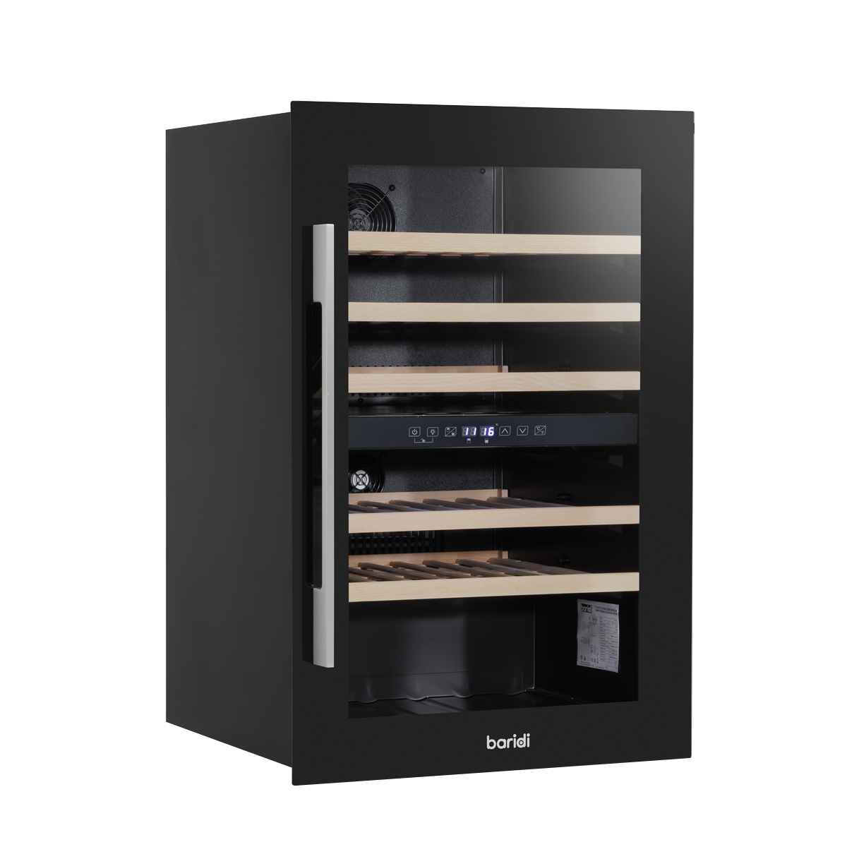 Baridi Built-In Dual Zone Wine Cooler Fridge, 57 Bottle, Black (DH118) (Factory Refurbished B)