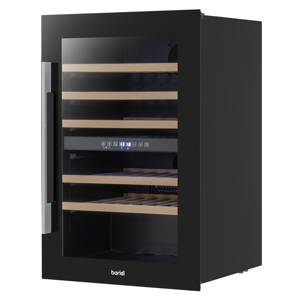 Baridi Built-In Dual Zone Wine Cooler Fridge, 57 Bottle, Black (DH118) (Factory Refurbished B)