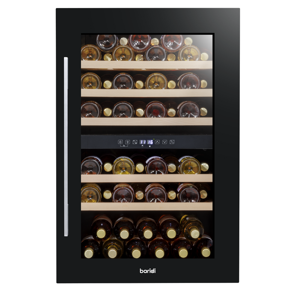 Baridi Built-In Dual Zone Wine Cooler Fridge, 57 Bottle, Black (DH118) (Factory Refurbished B)