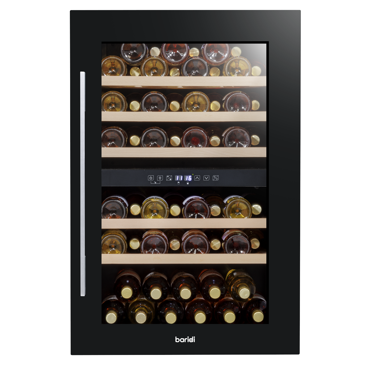 Baridi Built-In Dual Zone Wine Cooler Fridge, 57 Bottle, Black (DH118) (Factory Refurbished B)