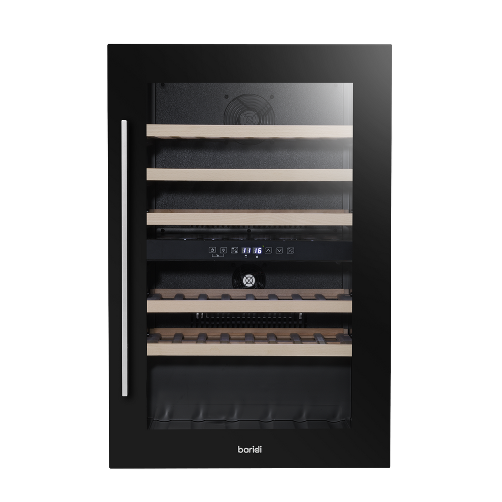 Baridi Built-In Dual Zone Wine Cooler Fridge, 57 Bottle, Black (DH118) (Factory Refurbished B)
