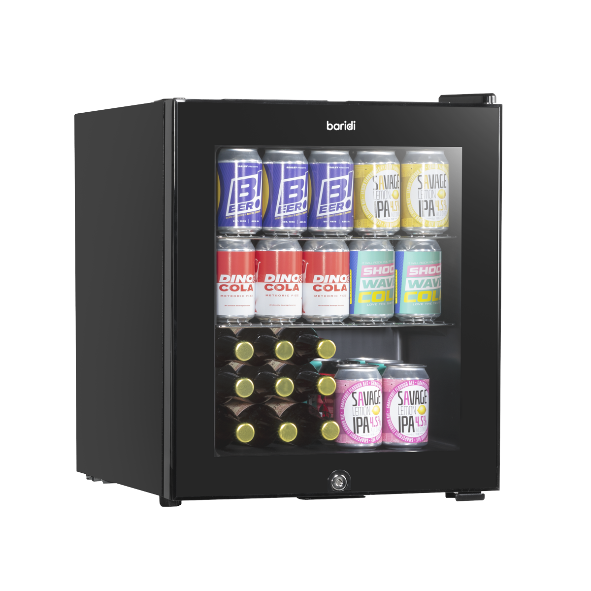 Baridi Beer & Drinks Mini Fridge, 50L Capacity, Black (DH12) (Factory Refurbished A)
