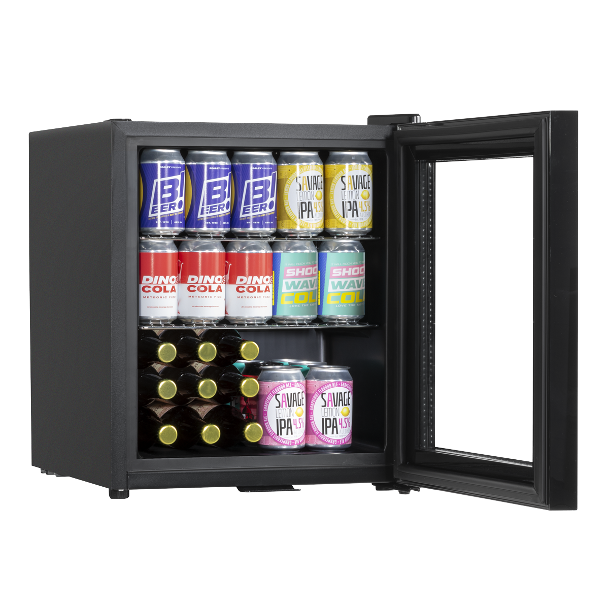 Baridi Beer & Drinks Mini Fridge, 50L Capacity, Black (DH12) (Factory Refurbished A)