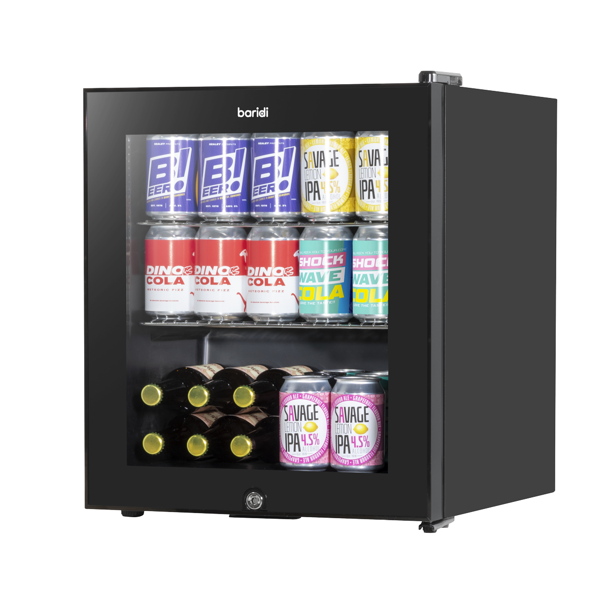 Baridi Beer & Drinks Mini Fridge, 50L Capacity, Black (DH12) (Factory Refurbished A)