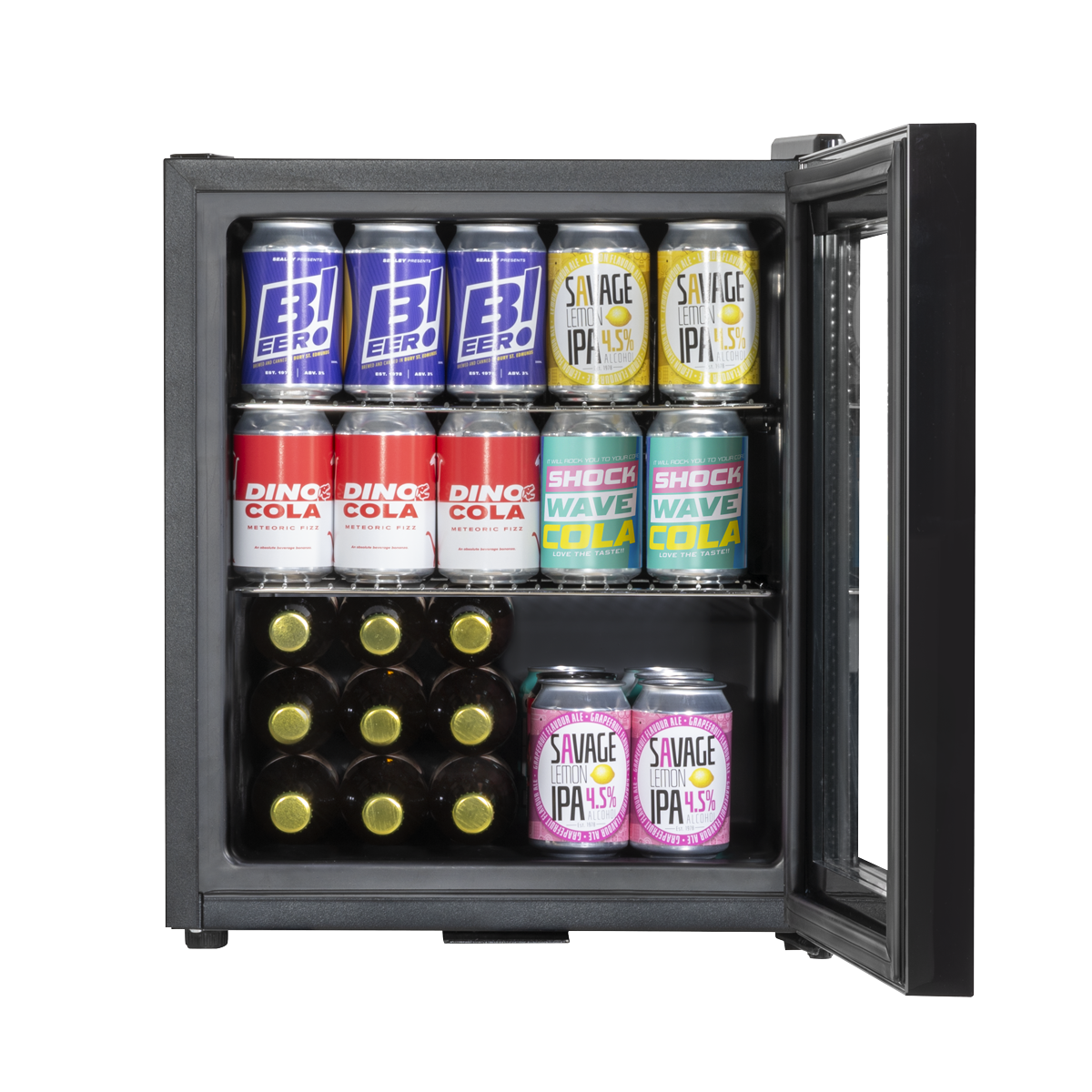 Baridi Beer & Drinks Mini Fridge, 50L Capacity, Black (DH12) (Factory Refurbished A)