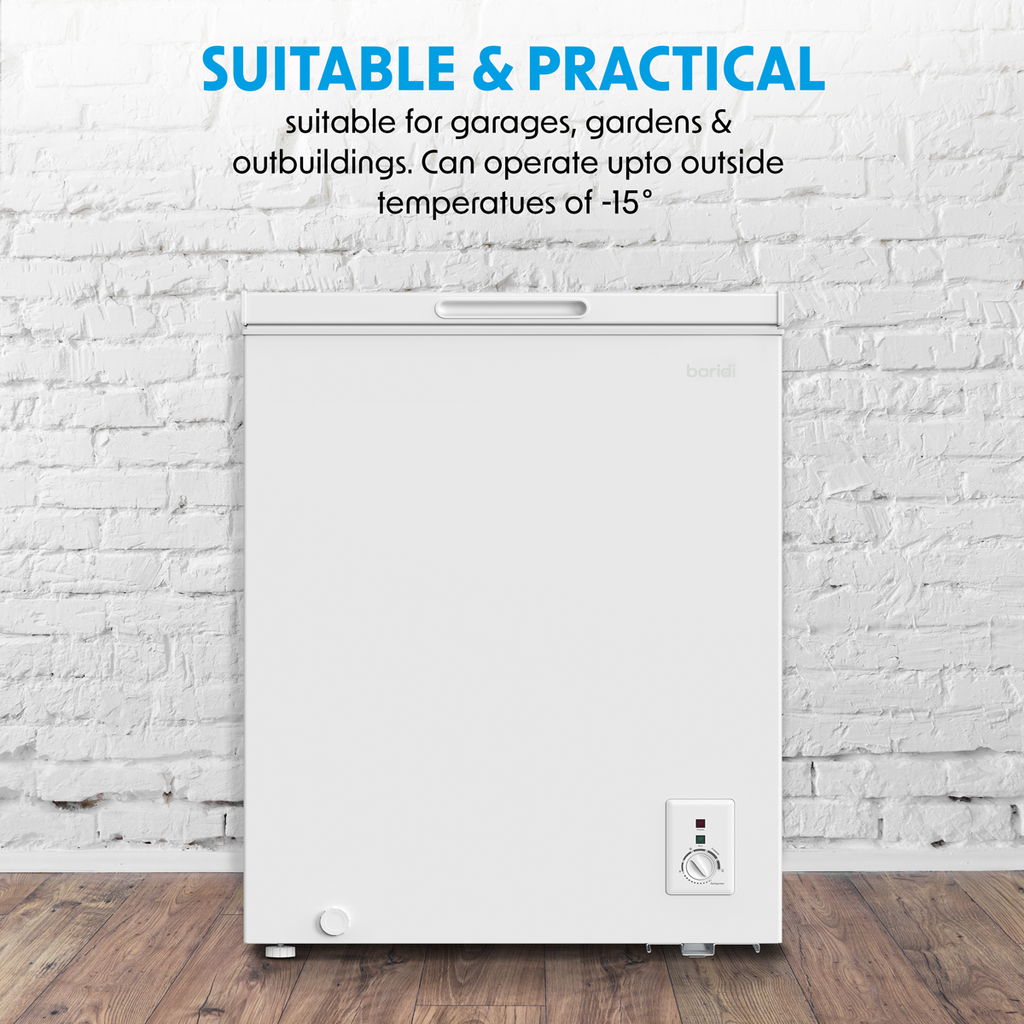 Baridi Freestanding Chest Freezer, 142L Capacity, White (DH120)